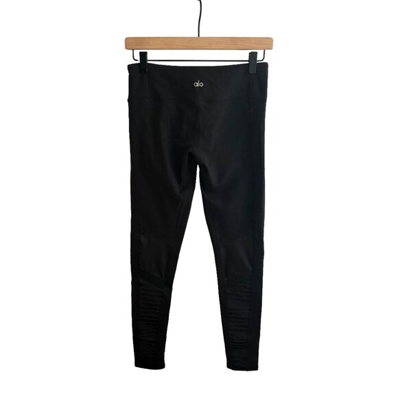 Alo Yoga Black Moto Textured Leggings Women's Size Small - Picture 2 of 7